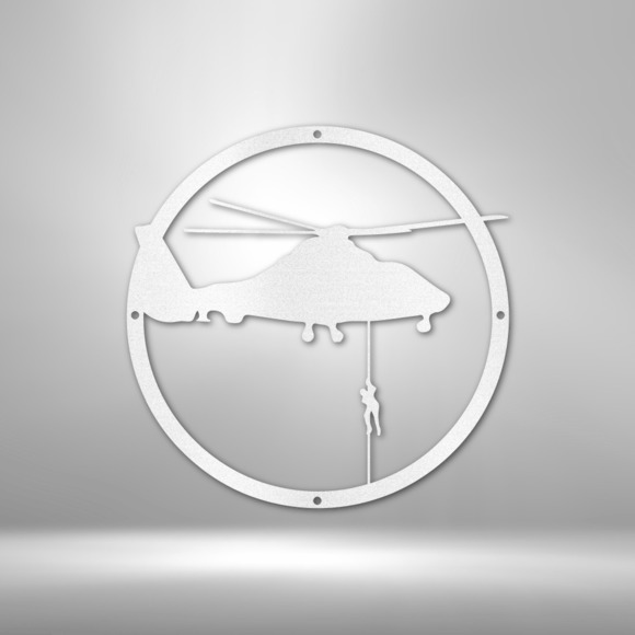 Helicopter Drop Steel Sign Laser Cut Powder Coated Home & Office Metal Wall Deco